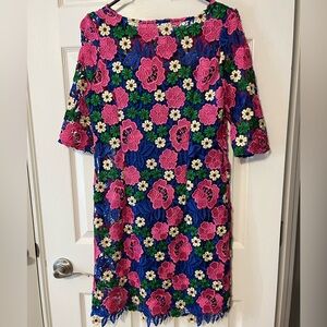 Chicwish vibrant floral crocheted dress. Size M